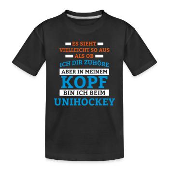 Unihockey Sportart - Kinder Premium Bio T-Shirt - Schwarz - Vorne