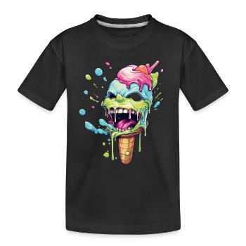 Psycho Eiscreme lacht knallbunt - Kinder Premium Bio T-Shirt - Schwarz - Vorne