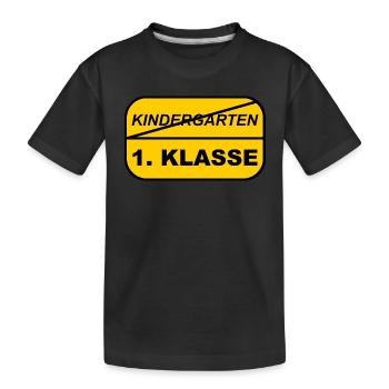Kindergarten - 1.Klasse Einschulung 1. Schultag - Kinder Premium Bio T-Shirt - Schwarz - Vorne