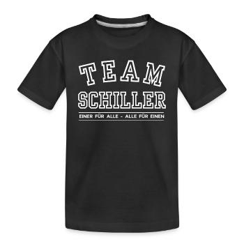 Team Schiller Familie Nachname Einer für Alle - Kinder Premium Bio T-Shirt - Schwarz - Vorne