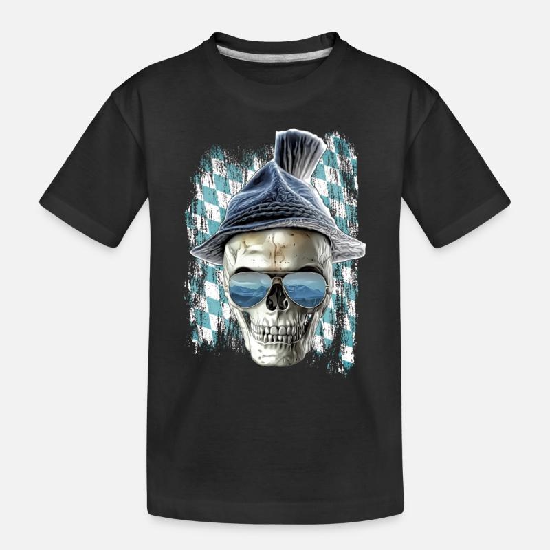 Bavarian skull - Kinder Premium Bio T-Shirt - Schwarz