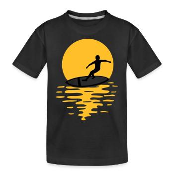 Sonne Abend Surfer - Kinder Premium Bio T-Shirt - Schwarz - Vorne