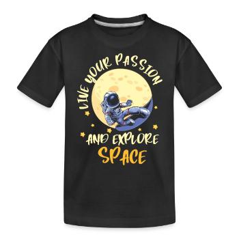 Space Shuttle Schwerelos Stern Planet - Kinder Premium Bio T-Shirt - Schwarz - Vorne