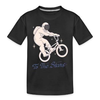 astronaut cyclist ride bike to the stars - Kids' Premium Organic T-Shirt - black - Front