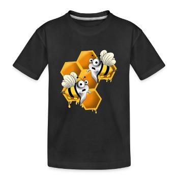 Abeilles effrayantes avec nid d’abeille - T-shirt bio Premium Enfant - noir - Devant
