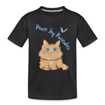 Peace Joy Pancakes Katze - Kinder Premium Bio T-Shirt - Schwarz - Vorne