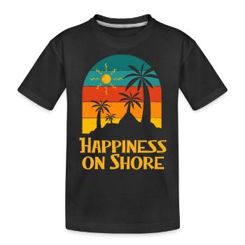 Happiness on Shore Beach Citation Motivationnelle Ocean - T-shirt bio Premium Enfant - noir - Devant