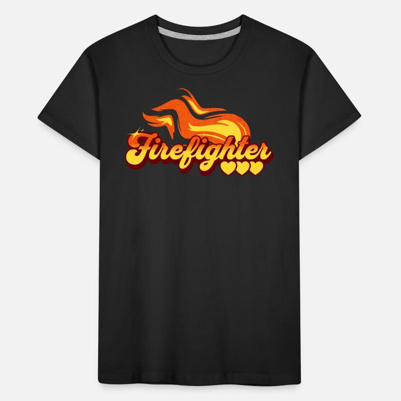 Firefighter Gift Flame Pattern Kids' Premium Organic T-Shirt