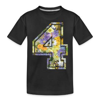 Numero 4 fleur, Équipe Foot, basket université - T-shirt bio Premium Enfant - noir - Devant