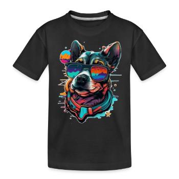 Visage de chien Hipster Bello aux couleurs vives - T-shirt bio Premium Enfant - noir - Devant