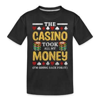 Casino Kartenspieler Hold'em Skat - Kinder Premium Bio T-Shirt - Schwarz - Vorne