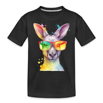 Colorful cool kangaroo with sunglasses - Kids' Premium Organic T-Shirt - black - Front