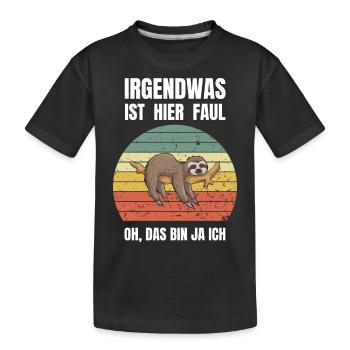 Retro Faultier Lustig Geschenk - Kinder Premium Bio T-Shirt - Schwarz - Vorne