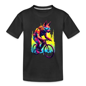 Chien à vélo / vélo de route, par NeonCat - T-shirt bio Premium Enfant - noir - Devant