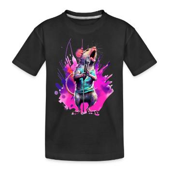 Singende Maus mit Mikrofon - Kinder Premium Bio T-Shirt - Schwarz - Vorne