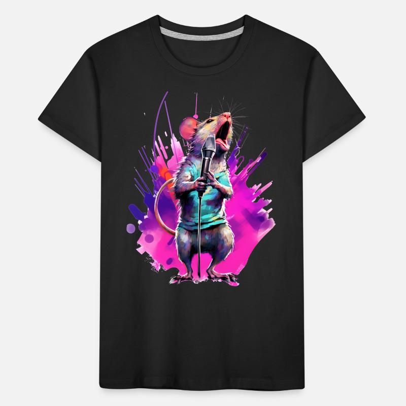 Singende Maus mit Mikrofon Kinder Premium Bio T-Shirt