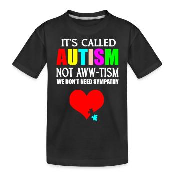 Autism heart logo - Kids' Premium Organic T-Shirt - black - Front