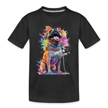 Singender Hund mit Mikrofon - Kinder Premium Bio T-Shirt - Schwarz - Vorne