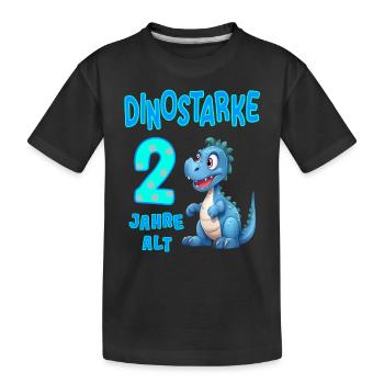 Dinostarke 2 Jahre alt 2. Geburtstag Geschenkidee - Kinder Premium Bio T-Shirt - Schwarz - Vorne