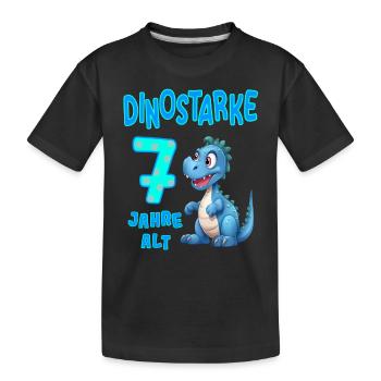 Dinostarke 7 Jahre alt Kindergeburtstag Geschenk - Kinder Premium Bio T-Shirt - Schwarz - Vorne