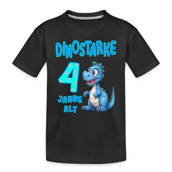 4 Jahre alt Kindergeburtstag 4. Geburtstag Dino - Kinder Premium Bio T-Shirt - Schwarz - Vorne