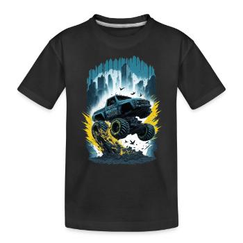 Monstertruck Stadt - Kinder Premium Bio T-Shirt - Schwarz - Vorne