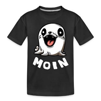 Moin Robbe Begrüßung Norddeutschland Geschenk - Kinder Premium Bio T-Shirt - Schwarz - Vorne