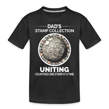 Timbres-poste d’époque Collectionneur de papa - T-shirt bio Premium Enfant - noir - Devant