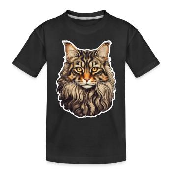 Maine Coon Cat Head - Kids' Premium Organic T-Shirt - black - Front
