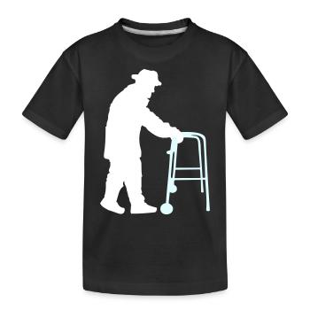 Rentner Opa Großvater Alt Opi Gehhilfe Hut Mantel - Kinder Premium Bio T-Shirt - Schwarz - Vorne