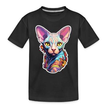 Sphynx-Katzenkopf - Kinder Premium Bio T-Shirt - Schwarz - Vorne