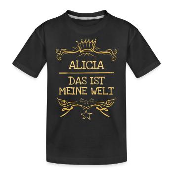 Girl's name Alicia - Kids' Premium Organic T-Shirt - black - Front