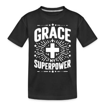 Grace My Superpower - Kids' Premium Organic T-Shirt - black - Front