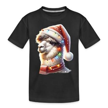 Lama - Kinder Premium Bio T-Shirt - Schwarz - Vorne