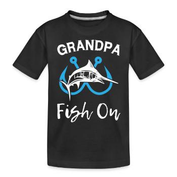 Grandpa Fish On Fishing - Kinder Premium Bio T-Shirt - Schwarz - Vorne
