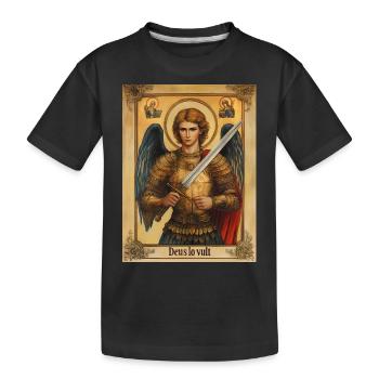Deus lo vult Christian Archangel Michael - Kids' Premium Organic T-Shirt - black - Front