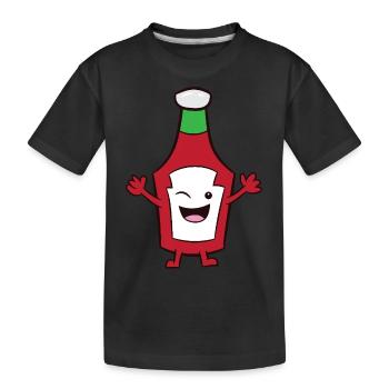 Ketchup - bouteille de ketchup joyeuse et clignotante - T-shirt bio Premium Enfant - noir - Devant