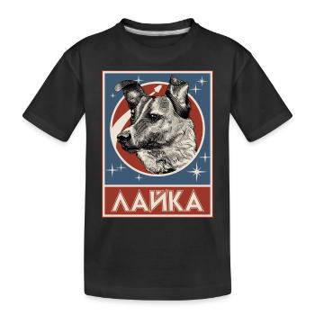 Sowjetischer Weltraumhund Laika - Kinder Premium Bio T-Shirt - Schwarz - Vorne