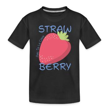 Erdbeer T-Shirt - Kinder Premium Bio T-Shirt - Schwarz - Vorne