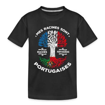 Meine Wurzeln sind portugiesisch Arbre Frankreich Portugal - Kinder Premium Bio T-Shirt - Schwarz - Vorne