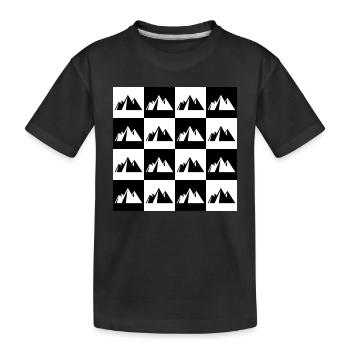 Mountain checkerboard for hiking - Kids' Premium Organic T-Shirt - black - Front