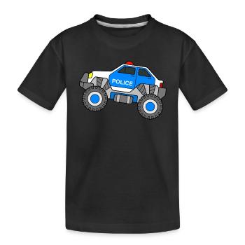 Police Monster Truck Police Car - Kids' Premium Organic T-Shirt - black - Front