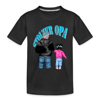 stolzer Opa - Enkelin schwarze Haare Kind Mädchen - Kinder Premium Bio T-Shirt - Schwarz - Vorne