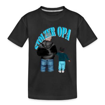 STOLZER OPA-Enkel schwarze Haare Junge Kind - Kinder Premium Bio T-Shirt - Schwarz - Vorne