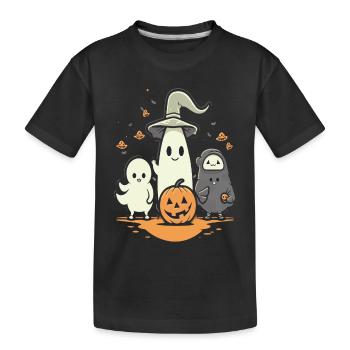 Fantômes d’Halloween câlins avec citrouille - T-shirt bio Premium Enfant - noir - Devant
