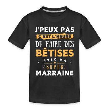 Bêtises avec super Marraine - idée cadeau enfant - T-shirt bio Premium Enfant - noir - Devant