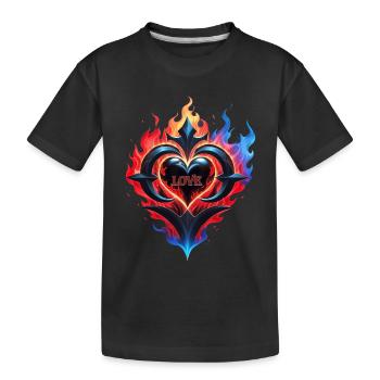 Ein flammendes Herz, das Feuer der Liebe. - Kinder Premium Bio T-Shirt - Schwarz - Vorne