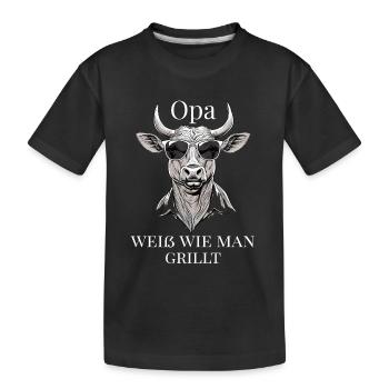 Opa weiß, wie man grillt – Kult für den Rost - Kinder Premium Bio T-Shirt - Schwarz - Vorne
