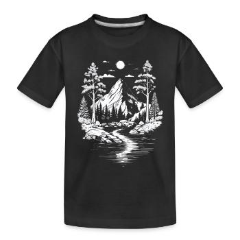 Naturliebhaber Berg Natur Landschaft Bäume Fluss - Kinder Premium Bio T-Shirt - Schwarz - Vorne