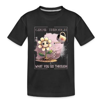 Blume der Heilung – Sanft & Stark - Kinder Premium Bio T-Shirt - Schwarz - Vorne